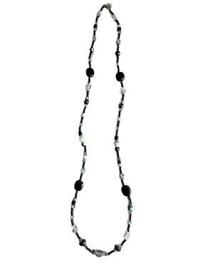 Elegant Handcrafted Artisan Necklace – Matte Black, Crystal & Hematite